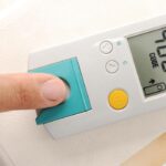 Diabetes patient measuring glucose level blood test